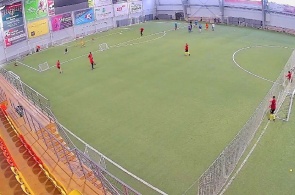 Sports club "TEMP". Football arena, view of the left half of the field