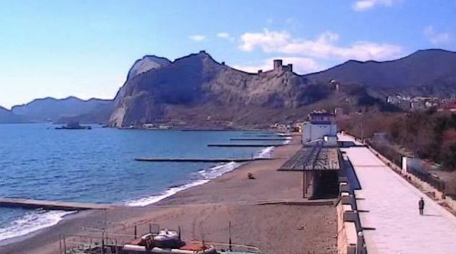 Sudak embankment. View of the Genoese fortress