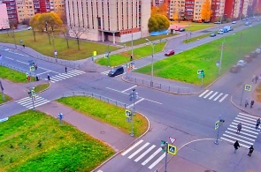 The intersection of Botanicheskaya and Chebyshevskaya streets. Webcams Peterhof online