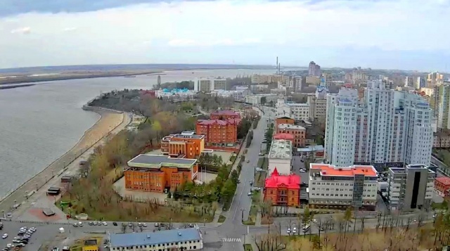 Khabarovsk embankment online from a bird's-eye view