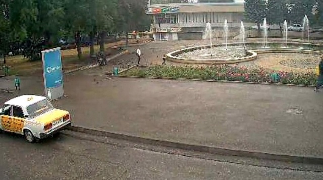 The fountain at the center of the Horseshoe. Pyatigorsk in real-time