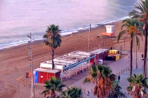 Saint Sebastian Beach and Barceloneta. Panorama. Barcelona webcams online