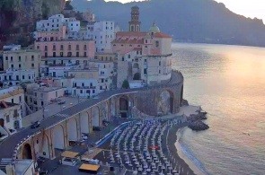 Atrani Beach and Church of Santa Maria Magdalena. Salerno Live Webcams