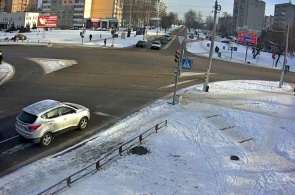Web camera at a busy intersection in the city of Borisov