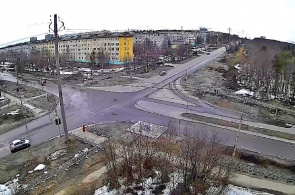 The intersection of Victory - delusional. Webcam of the city of Apatity