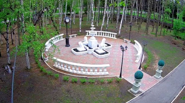 Fountain with lions. Webcam Komsomolsk-on-Amur