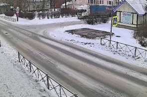 Pedestrian crossing on Oktyabrskaya street. Webcams Sortavala online