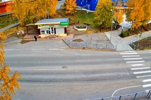 Crossing on the Suojärvi highway. Webcams Suoyarvi