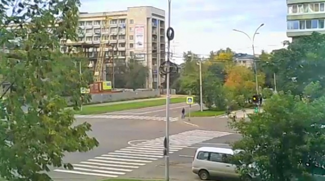 The intersection of Komsomolskaya St. Pervostroiteley. Komsomolsk-on-Amur