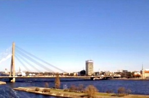 Cable-stayed bridge across Daugava river web camera online