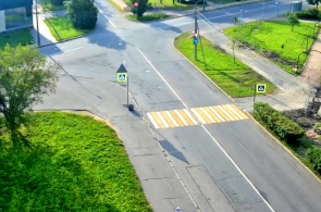 Pedestrian crossing on the highway Strelnitsky. Webcams Krasnoye Selo
