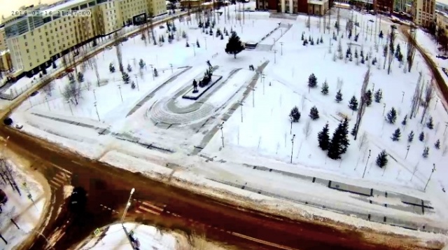 The square in front of the Palace of trade Unions. Ufa web camera online