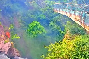 Glass Bridge of Xiaowulai Waterfall (overview). Webcams Taoyuan